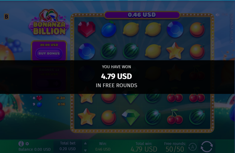 カジノギャラクシー|入金不要ボーナスの対象ゲーム「Bonanza billion」で遊んだ結果