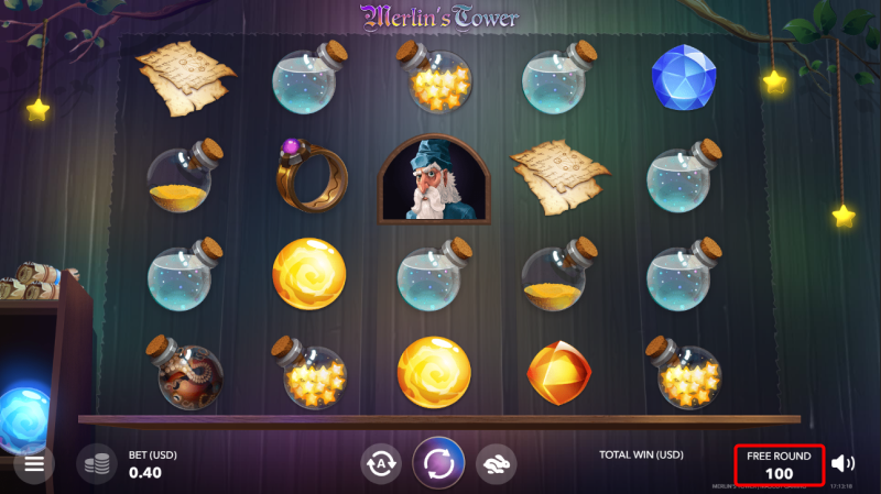 DENDYカジノ入金不要ボーナスの対象ゲーム「Merlin's Tower」