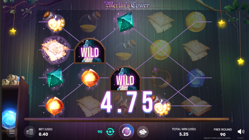 DENDYカジノ入金不要ボーナスの対象ゲーム「Merlin's Tower」