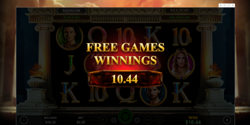 アイネットベット入金不要ボーナス「Achilles Deluxe」で遊んでみたフリースピンでの配当