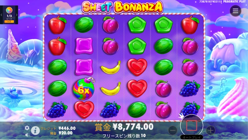リリベットカジノ入金不要ボーナスを使ってみた｜スロットゲーム「Sweet bonanza」