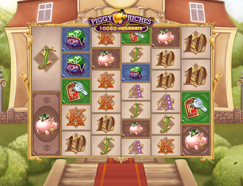 200回FS入金不要ボーナスの対象ゲーム「Piggy Riches Megaways」のプレイ画面