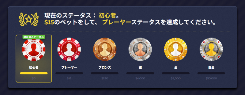 ババダカジノのプレイヤーステータス